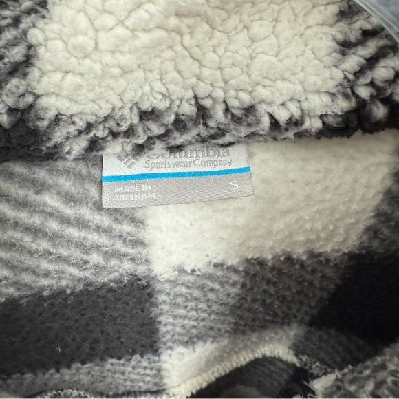 Columbia West Bend Sherpa Fleece Jacket Black White Check Size Small Full Zip - Picture 7 of 9